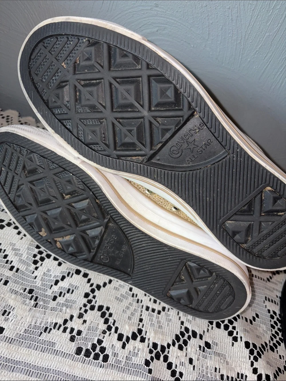 Converse High Top Sneakers in Metallic Gold with White Accents
